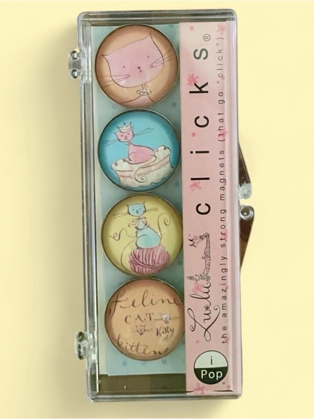 Vintage New iPop Lu-Lu Cats Strong Fridge h Set of 4